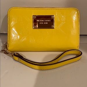 Michael Kors Patent Leather Yellow Wristlet